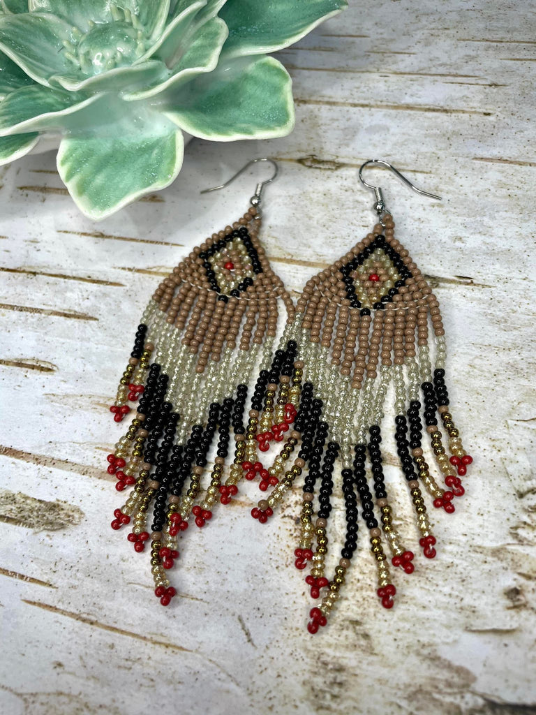 Semilla Seed Bead Earrings - Brown