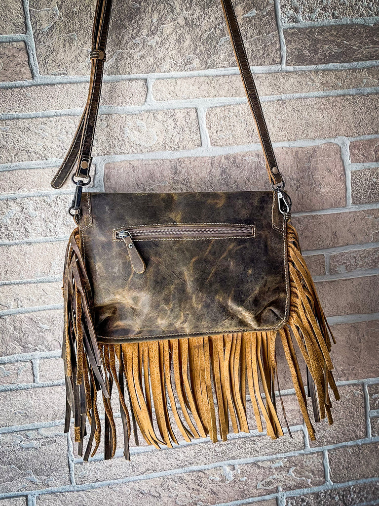 The Cheyann Suede Fringe Crossbody Bag - Tan