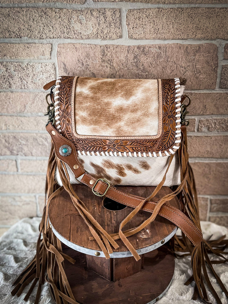 Cowhide Leather Crossbody Purse With Fringes Western Satchel -  in 2023
