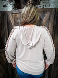 Savannah Ruffle Hoodie - Taupe