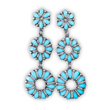 Daisy Stud Dangle Earrings - Turquoise - Western Jewelry - Faux Turquoise - Bronco Western Supply Co