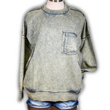 Rustler Acid Washed Pullover - Ash Jade