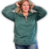 Lariat Luxe Half Zip Pullover - Hunter Green