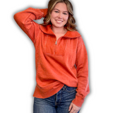 Lariat Luxe Half Zip Pullover - Rust - Casual - Basic Clothing - Bronco Western Supply Co.