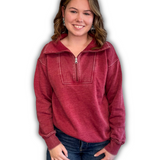 Lariat Luxe Half Zip Pullover - Burgundy - Casual - Basic Clothing - Bronco Western Supply Co.