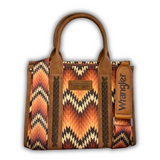 Wrangler Chevron Print Small Canvas Tote/Crossbody - Brown