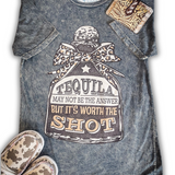 Worth The Shot Graphic Tee - Stone Gray