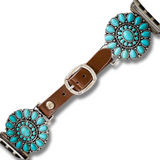 Maisie Western Style Apple Watch Turquoise and Leather Bands