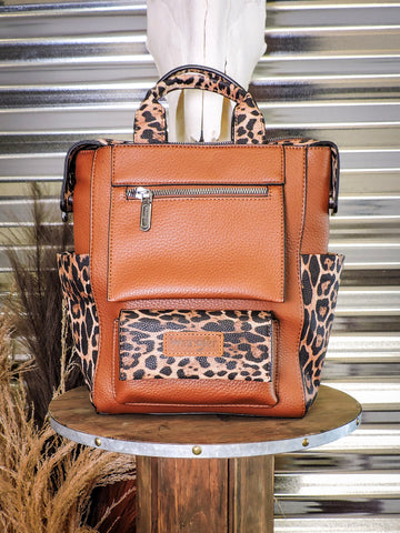 Wrangler - Leopard Print - Tote/Shoulder Bag - Convertible Backpack - Bronco Western Supply Co.