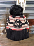 C.C. - Aztec - Pom Beanie - Black - Western Accessory - Winter Hat - Bronco Western Supply Co.