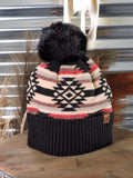 C.C. - Aztec - Pom Beanie - Black - Western Accessory - Winter Hat - Bronco Western Supply Co.