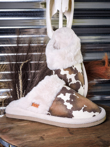 C.C. - Cow Print - Slippers - Western Accessory - Gift - Bronco Western Supply Co.