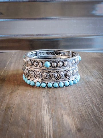 Cash Stackable Stretch Bracelet - Bracelet Set - Faux Navajo Pearls - Bronco Western Supply Co.