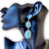 Billie Stone Stud Dangle Earrings - Turquoise/Silver - Western Jewelry - Bronco Western Supply Co.