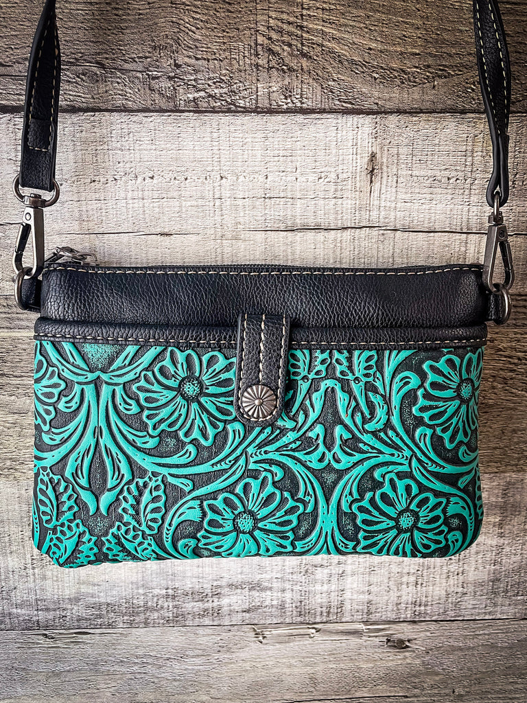 Wrangler Vintage Floral Tooled Collection Crossbody - Black