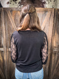 Zoe - Hacci and Lace Long Sleeve Top - Bronco Western Supply Co.