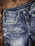 Cowgirl Tuff - Turquoise Hurricane Bootcut Jeans - Riding Jeans - Bronco Western Supply Co.