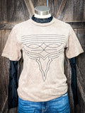 Western Boot Stitch Graphic Tee - Mocha - Bronco Western Supply Co.