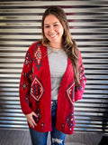 Crimson Canyon Aztec Knit Cardigan