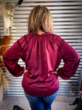 Rosewood Ruffle - Long Sleeve - Satin Top - Western Fashion - Bronco Western Supply Co.