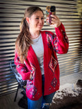 Crimson Canyon Aztec Knit Cardigan