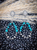 Cannon Stud Dangle Earrings - Turquoise/Silver