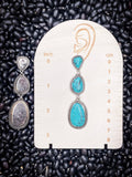 Billie Stone Stud Dangle Earrings - Turquoise/Silver - Western Jewelry - Bronco Western Supply Co.