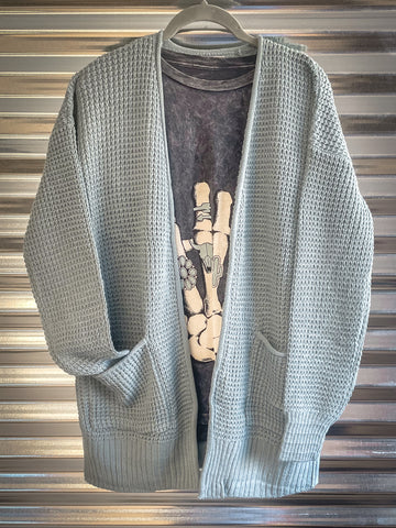 Wafflewood Cardigan - Blue Grey