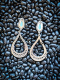 Laurel Stud Dangle Earrings - Silver - Western Jewelry - Faux Turquoise - Bronco Western Supply Co.