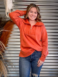 Lariat Luxe Half Zip Pullover - Rust - Casual - Basic Clothing - Bronco Western Supply Co.