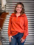 Lariat Luxe Half Zip Pullover - Rust - Casual - Basic Clothing - Bronco Western Supply Co.