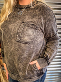 Rustler Acid Washed Pullover - Ash Black