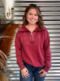 Lariat Luxe Half Zip Pullover - Burgundy - Casual - Basic Clothing - Bronco Western Supply Co.