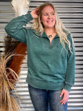 Lariat Luxe Half Zip Pullover - Hunter Green