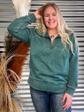 Lariat Luxe Half Zip Pullover - Hunter Green