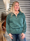 Lariat Luxe Half Zip Pullover - Hunter Green