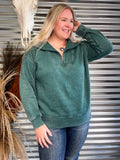 Lariat Luxe Half Zip Pullover - Hunter Green