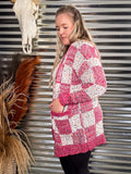 Checkered Miley Dot Cardigan - Pink - Sweater - Bronco Western Supply Co.