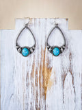 Lasso Teardrop Earring - Silver - Western Jewelry - Faux Turquoise - Bronco Western Supply Co.