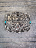 Howdy Belt Buckle - Silver