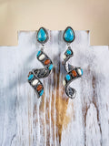 Sister Post Dangle Earrings - Rust - Western Jewelry - Faux Turquoise - Bronco Western Supply Co.