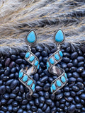 Sister Post Dangle Earrings - Silver - Western Jewelry - Faux Turquoise - Bronco Western Supply Co.