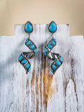 Sister Post Dangle Earrings - Silver - Western Jewelry - Faux Turquoise - Bronco Western Supply Co.