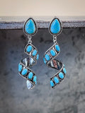 Sister Post Dangle Earrings - Silver - Western Jewelry - Faux Turquoise - Bronco Western Supply Co.