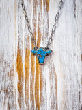 Lulu Cow Pendant Necklace - Turquoise - Cow Necklace - Bronco Western Supply Co.