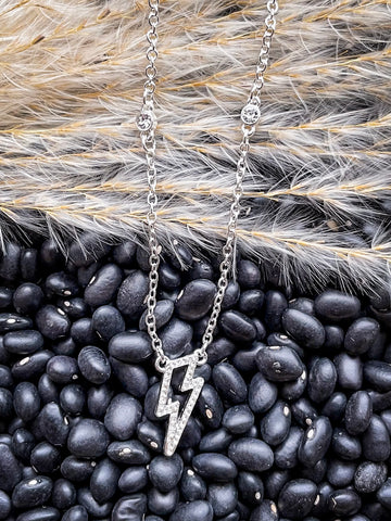 Ella Lightning Pendant Necklace - Silver - Lightning Bolt - Bronco Western Supply Co.