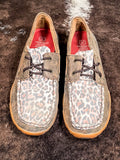 Leah - Twisted X - Boat Shoe - Driving Moc - Distressed & Leopard - Bronc Western Supply Co.