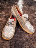 Leah - Twisted X - Boat Shoe - Driving Moc - Distressed & Leopard - Bronc Western Supply Co.