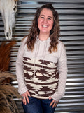 Laredo Aztec Print Lightweight Hoodie - Taupe - Western Wear - Casual - Bronco Western Supply Co.