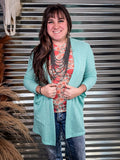 Lola Cardigan - Aqua - Women's Apparel - Cardigan - Casual Wear - Bronco Western Supply Co.